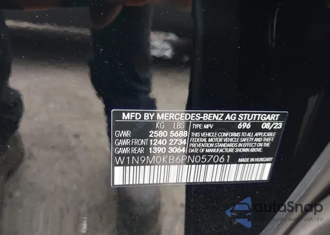 2023 Mercedes-Benz Eqb Eqb 300 from USA, damaged, VIN W1N9M0KB6PN057061
